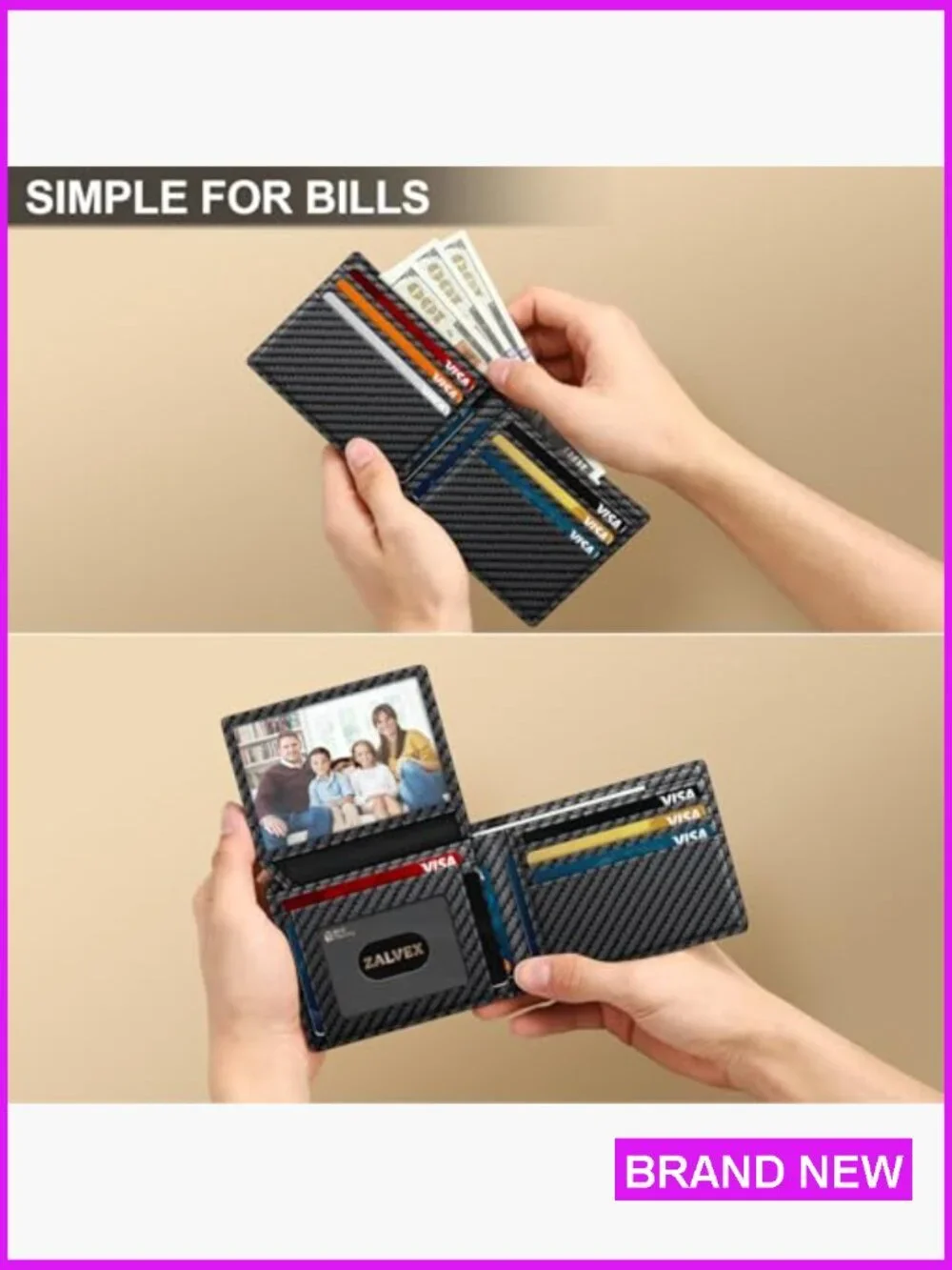 Slim RFID Blocking Leather Wallet Minimalist Bifold Card Holder Gift